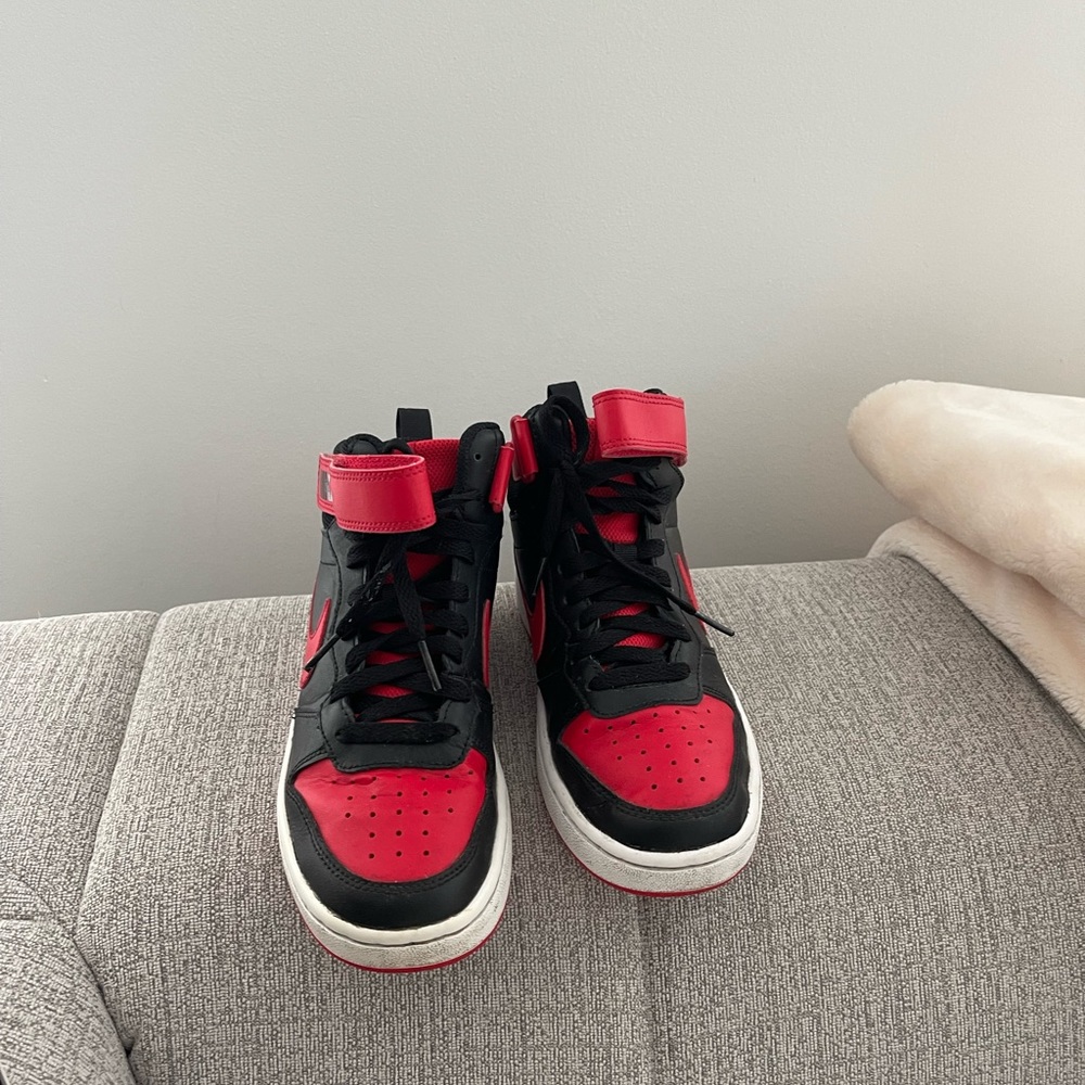Nike Court Borough Mid- Red and Black.         kids 4.5 fit like WOMENS 6